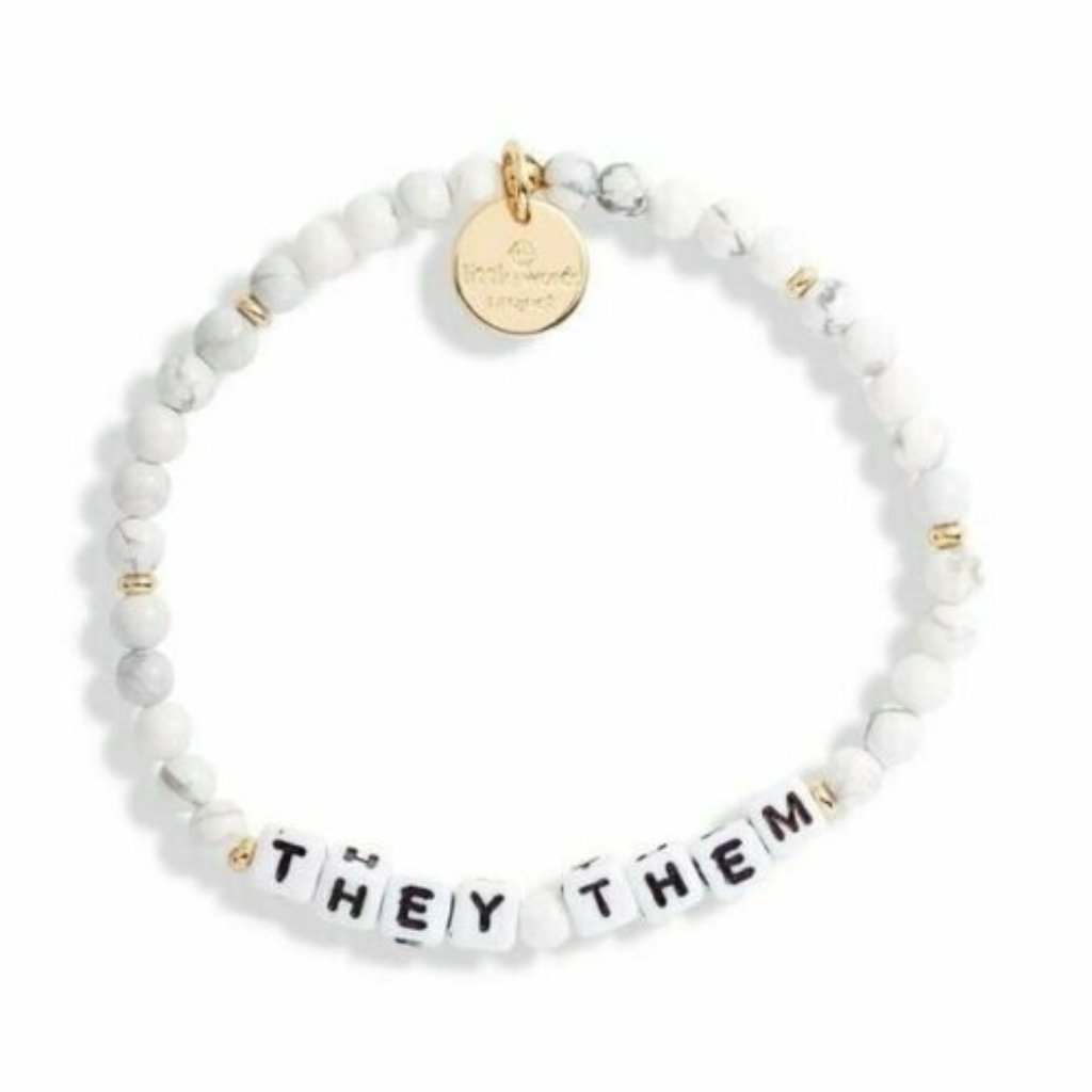 Little Words Project TheyThem Stretch Bracelet SM White Gold Nwt 16$